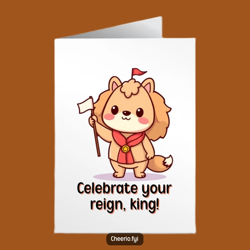Free Printable Birthday Card: Proud Animal Raises Flag, Funny Downloadable Gift