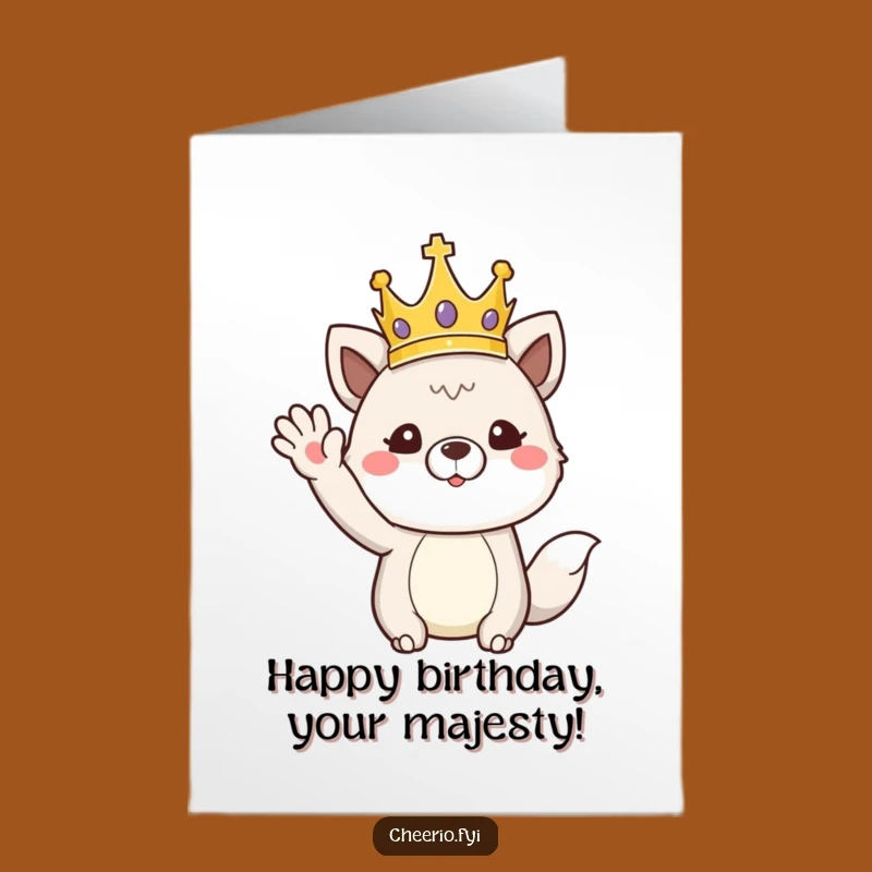 Free Printable Birthday Card: Regal Animal Crown Wave Downloadable Gift