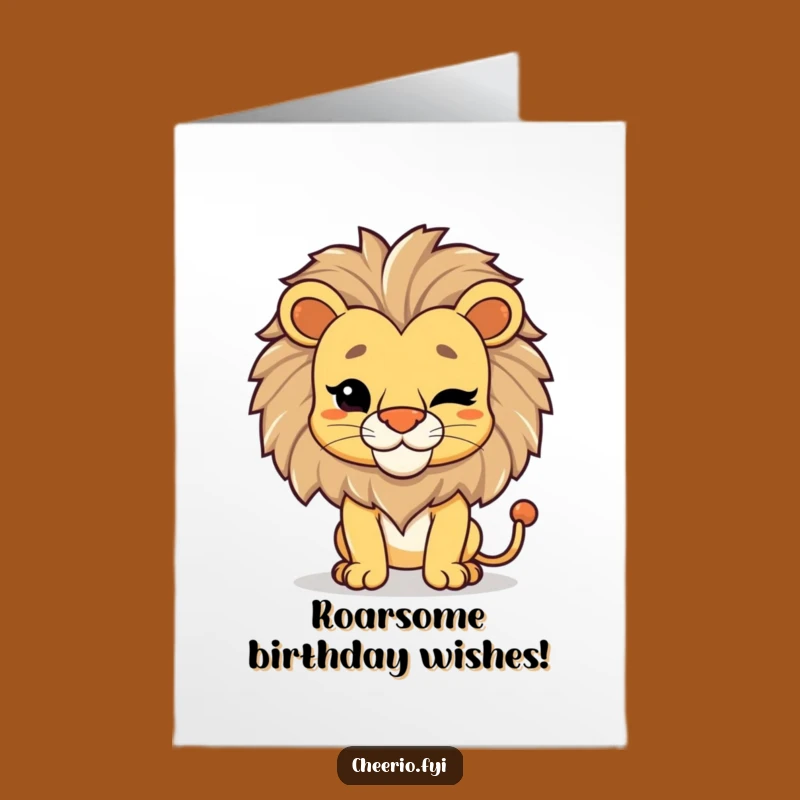Free Printable Birthday Card: Regal Lion Wink & Roaring Fun Downloadable Gift