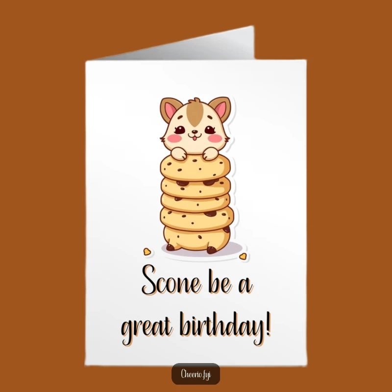 Free Printable Birthday Card: Scone Balancing Animal Humor Downloadable Gift
