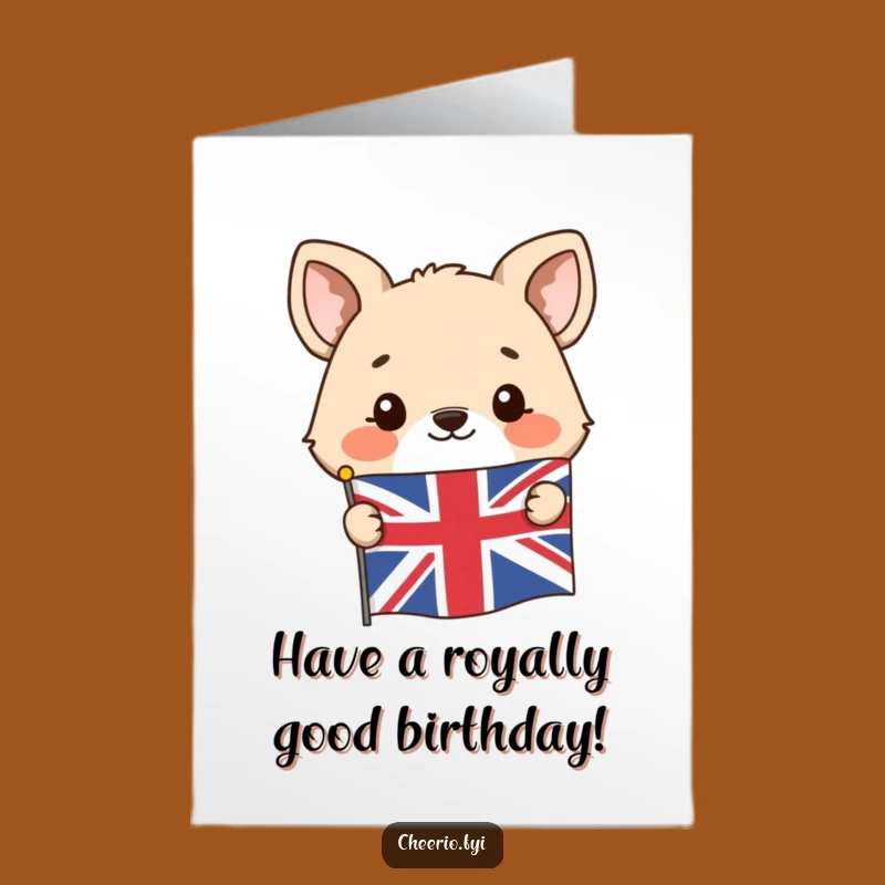 Free Printable Birthday Card: Union Jack Animal Surprise Humor Downloadable Gift