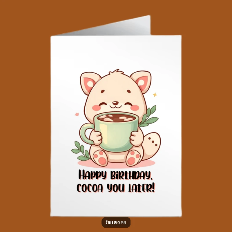 Free Printable Birthday Card: Cocoa-Loving Animal, Cozy DIY Downloadable Gift!