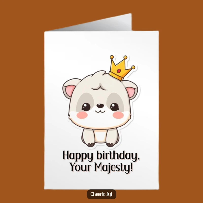 Free Printable Birthday Card: Royal Animal Crown Humor Downloadable Gift