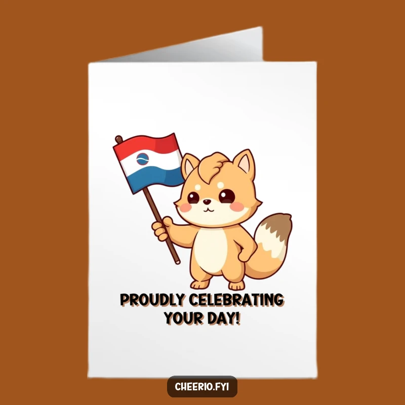 Free Printable Birthday Card: Proud Animal Flag Gesture for a Determined Celebration