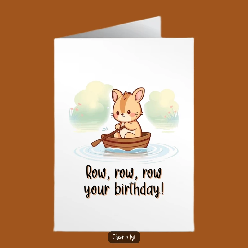 Free Printable Birthday Card: Rowing Animal, Funny Downloable Gift for Him