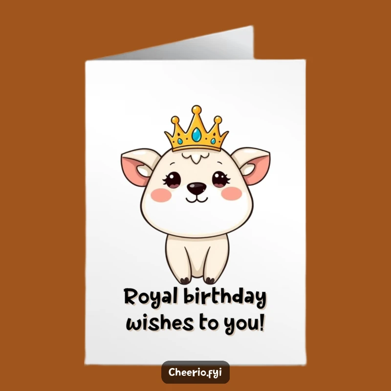 Free Printable Birthday Card: Royal Animal Crown Humor, Downloadable Regal Greeting