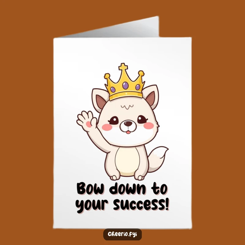 Free Printable Congrats Card: Regal Animal Crown Wave Downloadable