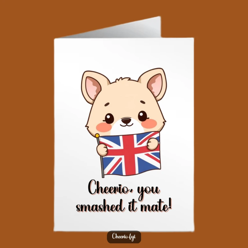 Free Printable Congrats Card: Union Jack Animal Cheer Humor Downloadable Gift