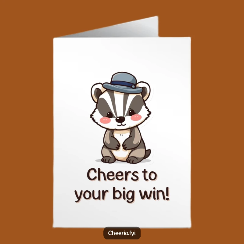 Free Printable Congrats Card: Badger in Bowler Hat, Funny Downloadable Gift