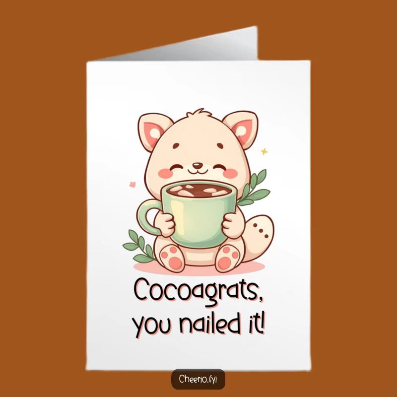 Free Printable Congrats Card: Cocoa Cheers Animal, Cozy DIY Downloadable Gift!