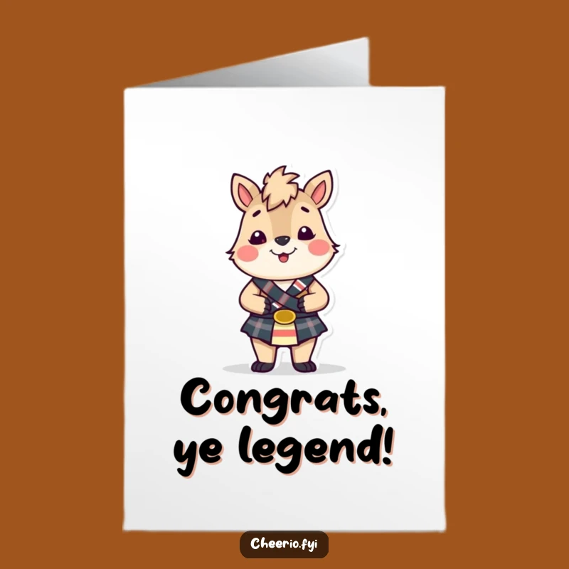 Free Printable Congrats Card: Kilted Animal, Funny Downloadable Gift for Success