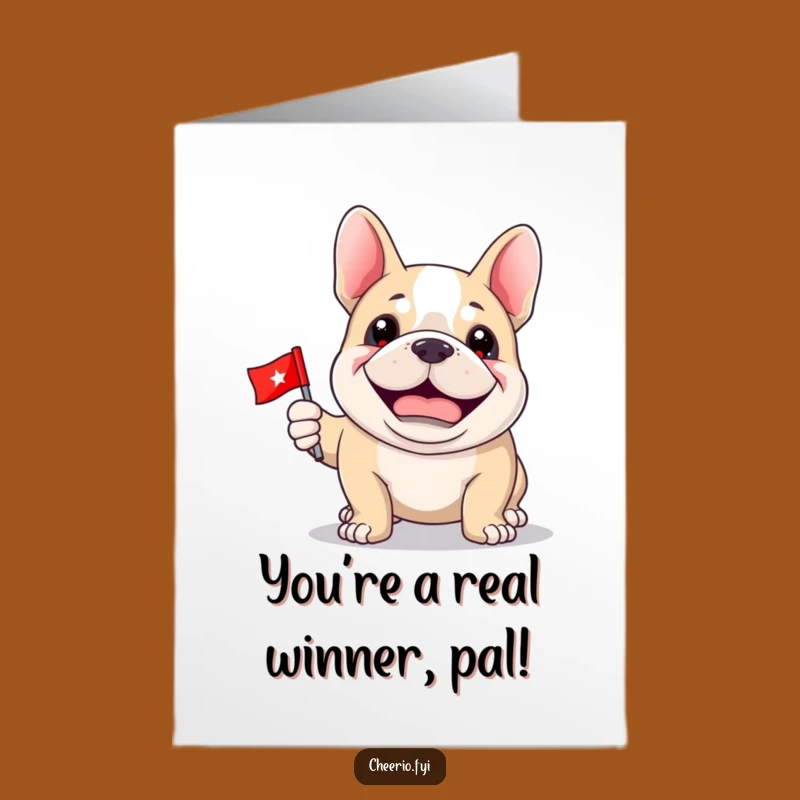 Free Printable Bulldog Congrats Card: Proud Flag Holder for Your Big Win!