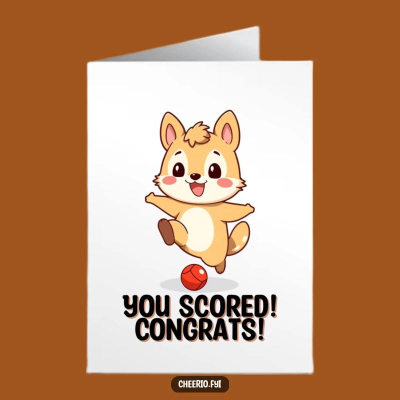 Free Printable Congrats Card: Animal Scores Big with Red Ball