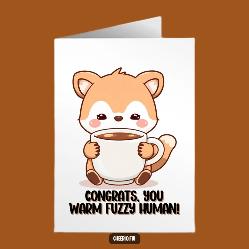 Free Printable Congrats Card: Animal with Cocoa, Downloadable DIY Celebration Gift