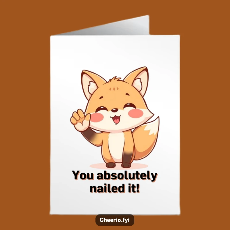 Free Printable Congrats Card: Cheerful Fox Cheers, Funny Downloadable Gift