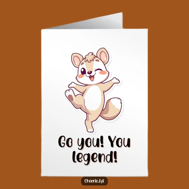 Free Printable Congrats Card: Energetic Animal Kicks High - Funny Downloadable Gift