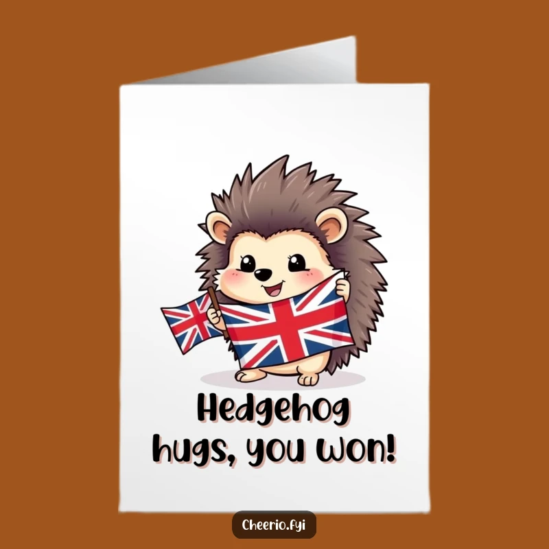 Free Printable Congrats Card: Hedgehog with Flag, Patriotic Downloadable Surprise