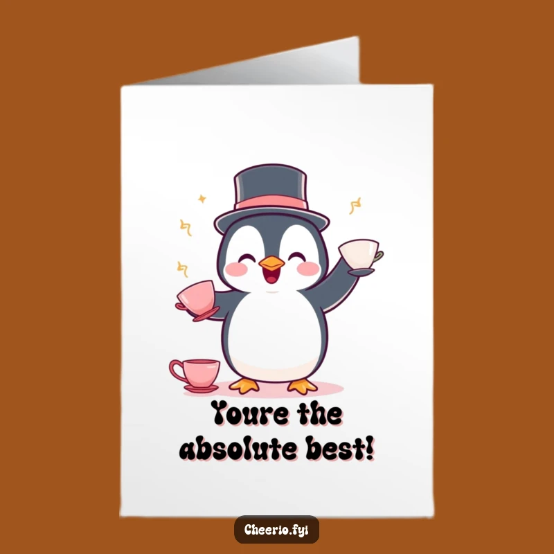 Free Printable Congrats Card: Penguin Bowler Hat Cheers Downloadable Gift