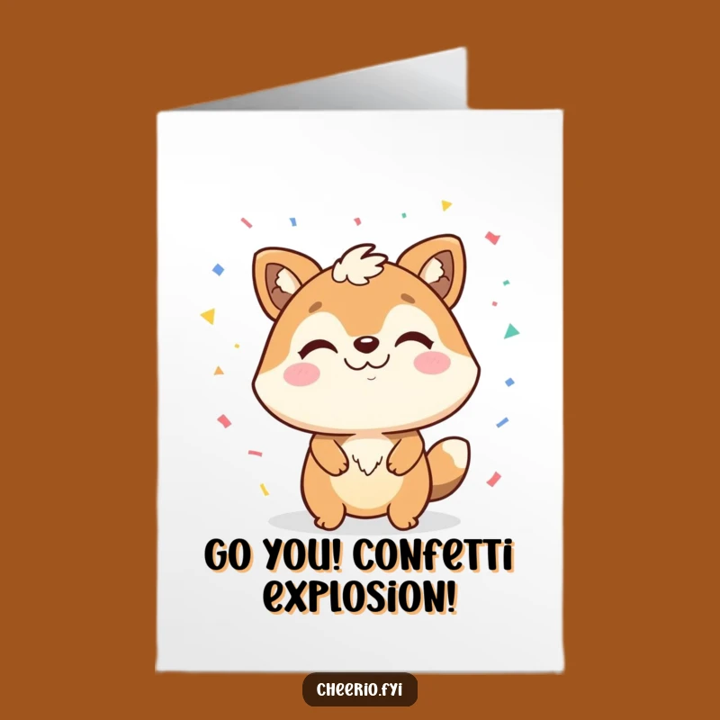 Free Printable Congrats Card: Confetti Animal Smirk, Victory Greeting, Humorous Download