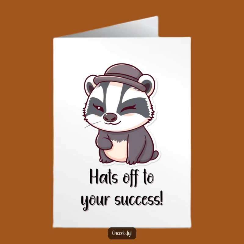 Free Printable Congrats Card: Dapper Badger Winking Downloadable Gift for Any Occasion