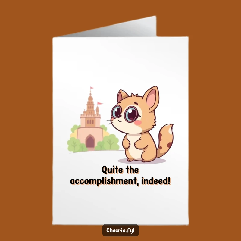 Free Printable Curious Congrats Card: Monocle Animal Downloadable Gift for Discovery