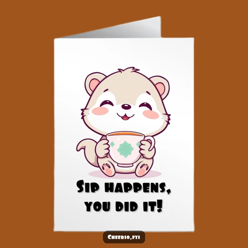 Free Printable Congrats Card: Cute Animal Tea Party Humor Downloadable Gift