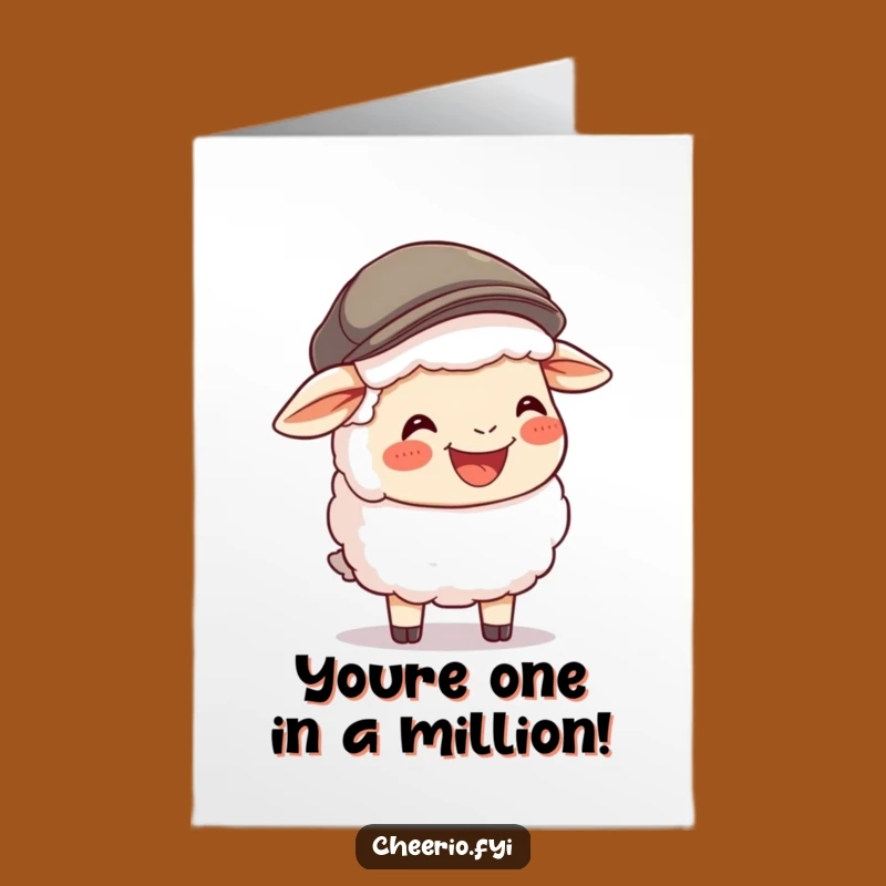 Free Printable Congrats Card: Happy Sheep Flat Cap Cheers Downloadable Gift