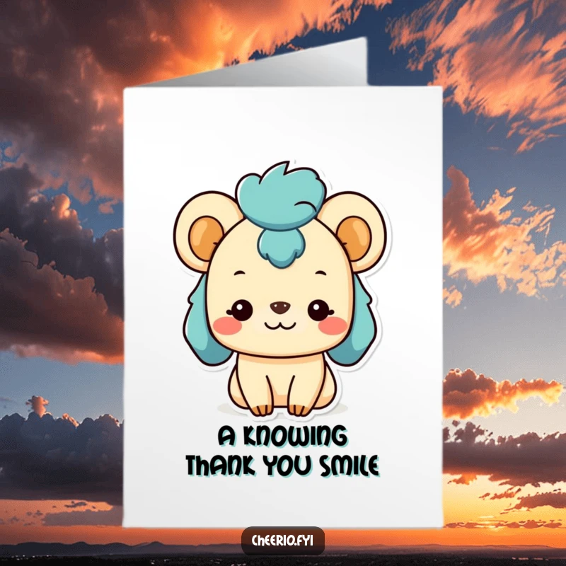 Funny Free Printable Thank You Card: A smiling animal character shares a subtle, pleased smirk, conveying gratitude with a hint of playful satisfaction.