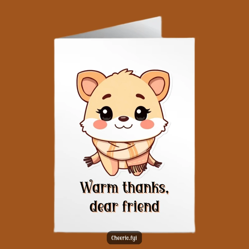 Free Printable Scarf Creature Card: Funny Animal Thank You Downloadable Gift