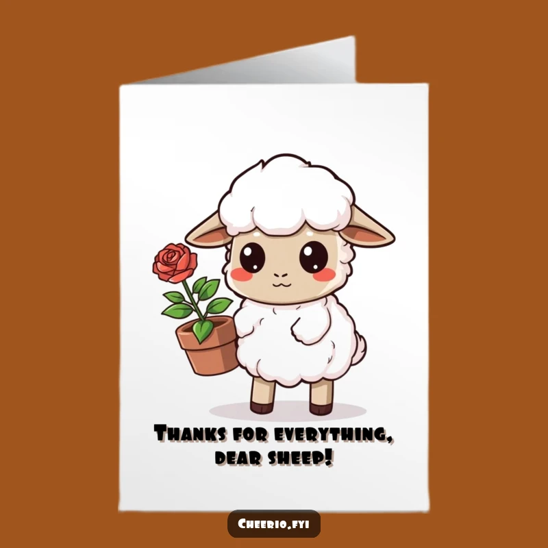 Free Printable Sheep Rose Thank You Card - Funny Downloadable Appreciation Gift!
