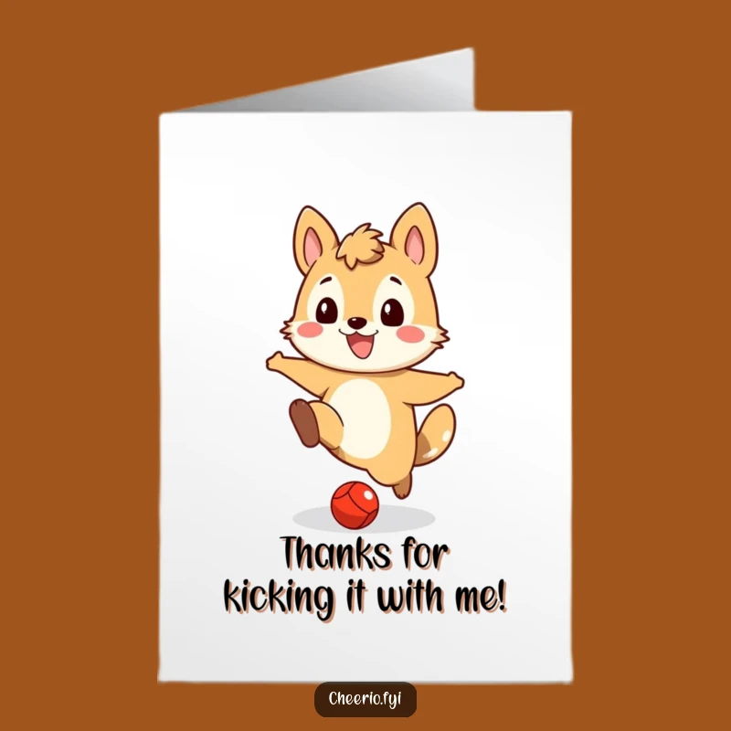 Free Printable Thank You Card: Animal Kicks Ball in Gratitude