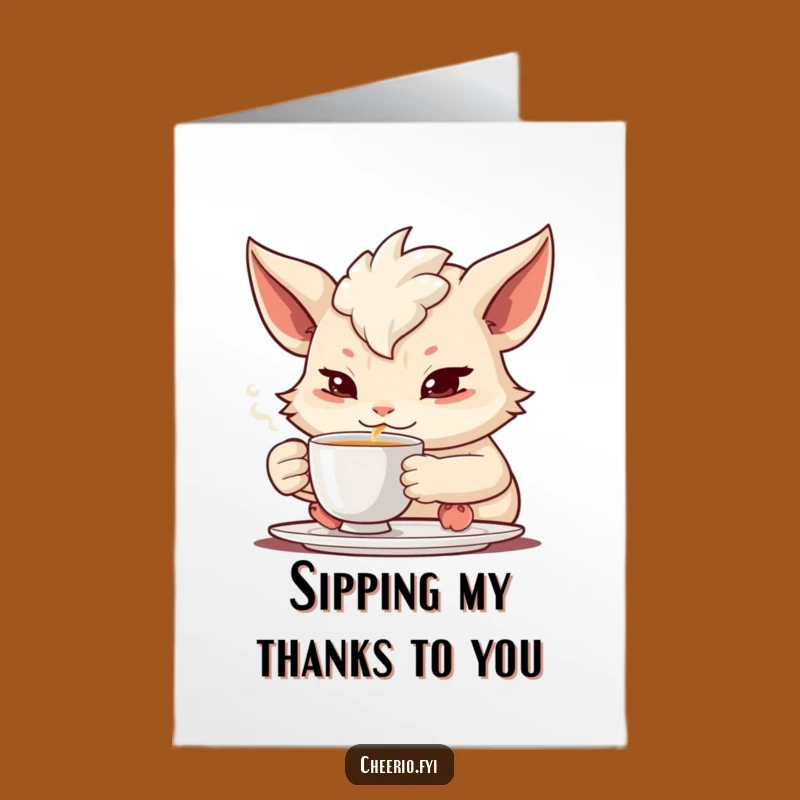 Free Printable Thank You Card: Dignified Tea Sipping Creature Downloadable