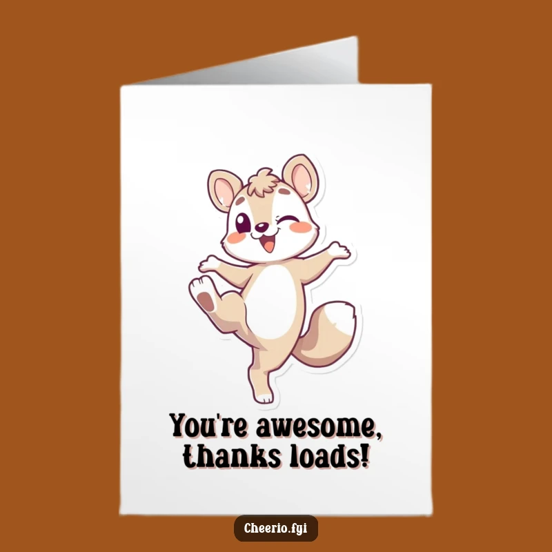 Free Printable Thank You Card: Energetic Animal Kicks High - Funny Downloadable Gift
