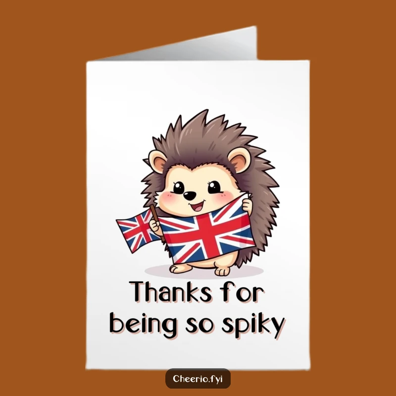 Free Printable Thank You Card: Hedgehog Flag, Grateful Humor Downloadable