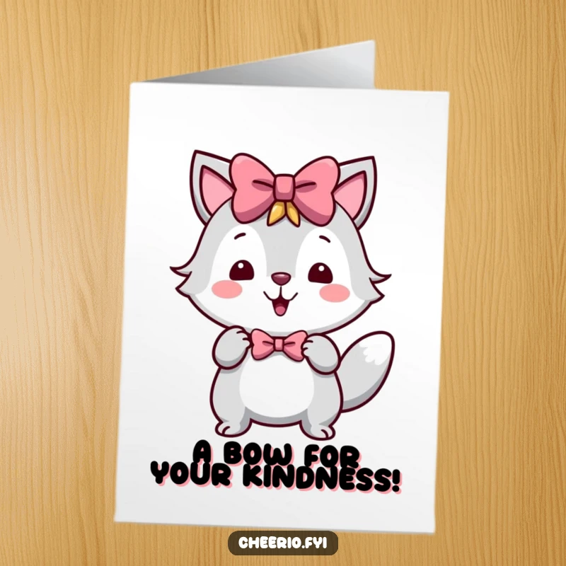 Funny Free Printable Thank You Card: A happy animal character performs a jaunty little bow, conveying sincere appreciation with charm.