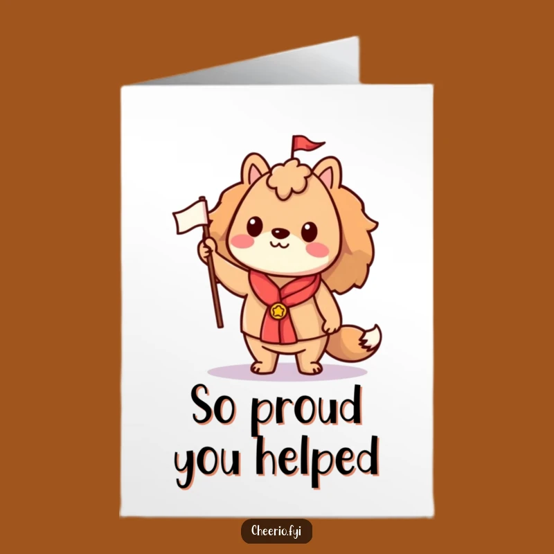 Free Printable Thank You Card: Proud Animal Raises Flag, Funny Downloadable Gift