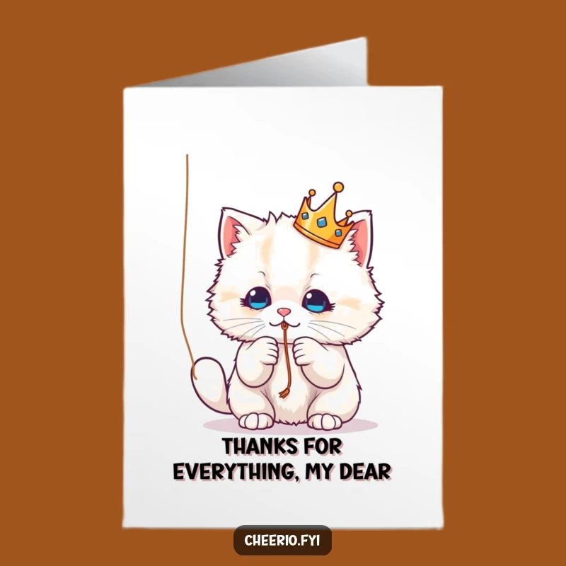 Free Printable Thank You Card: Royal Cat Thanks Funny Downloadable Gift for Appreciation