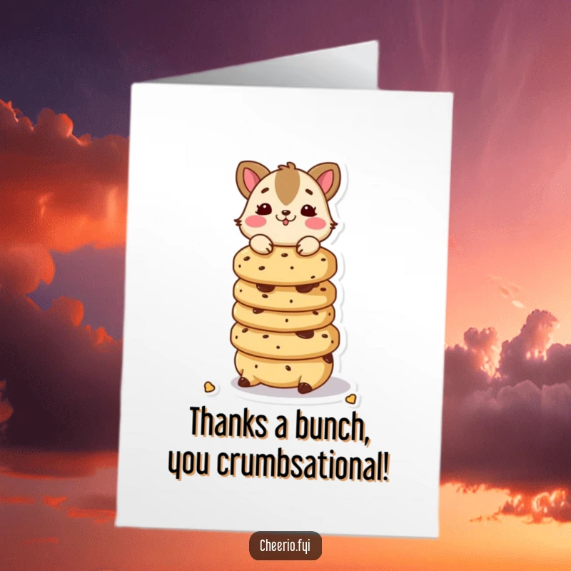 Funny Free Printable Thank You Card featuring a playful animal balancing a stack of scones, perfect for a sweet thank you.