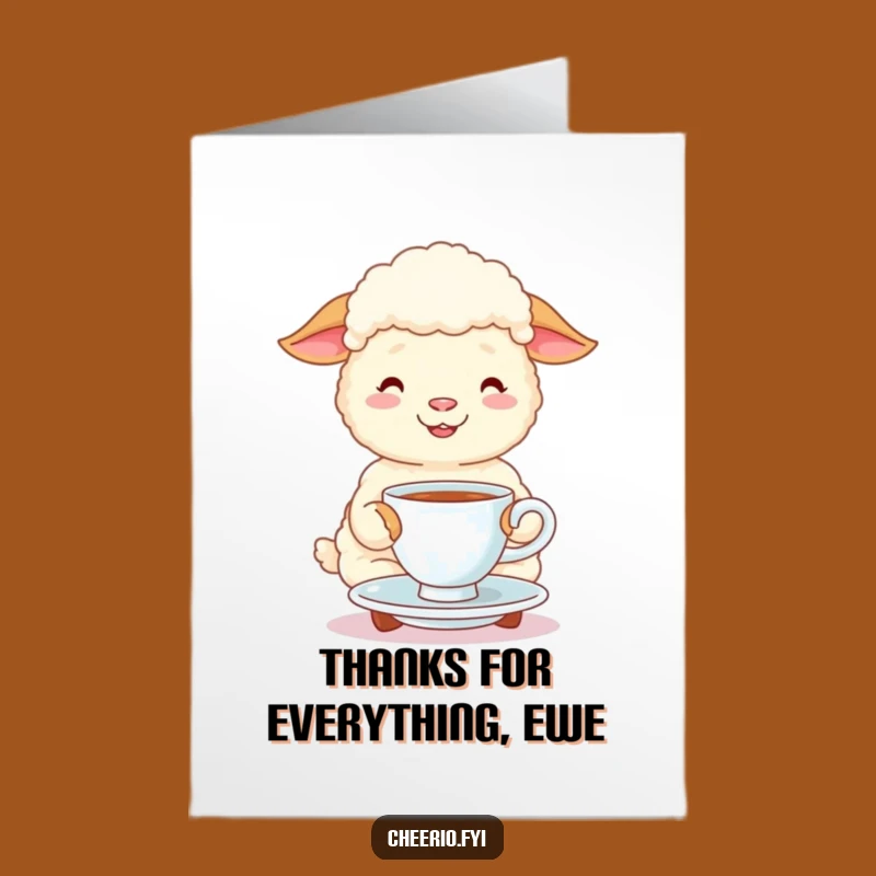 Free Printable Thank You Card: Sheep Tea Time Downloadable Gift for Gratitude