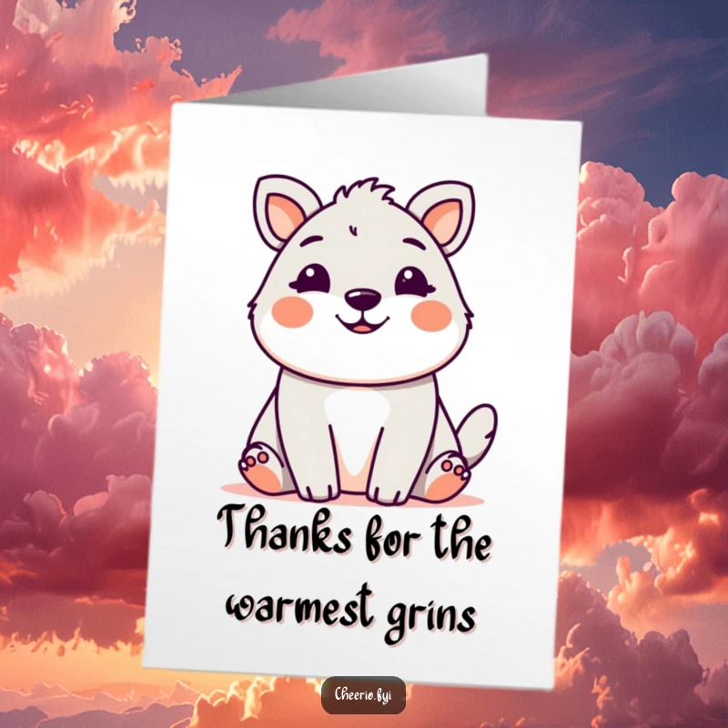 Funny Free Printable Thank You Card: A cute animal offers a big, friendly, welcoming grin, a sweet downloadable thank you.