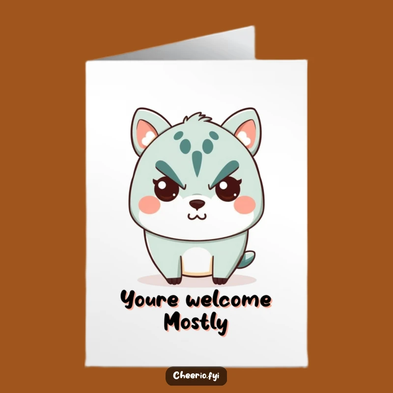 Free Printable Thanks Card: Stern Animal's Subtle Smile, Funny DIY Downloadable Gift of Gratitude