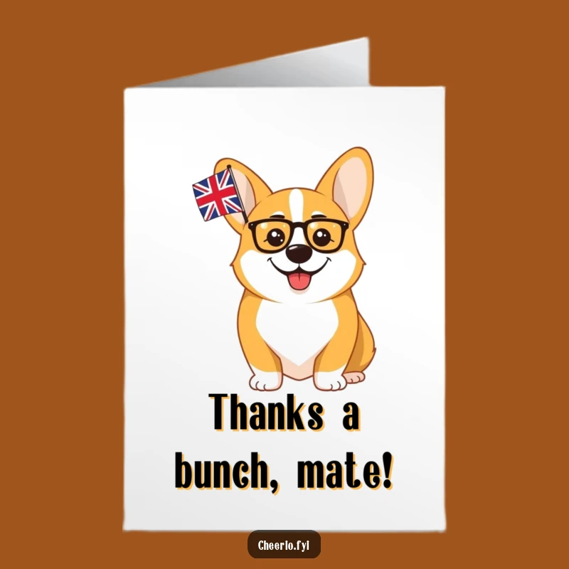 Free Printable Thank You Card: Grateful Corgi Monocle & Flag Thanks Downloadable Gift
