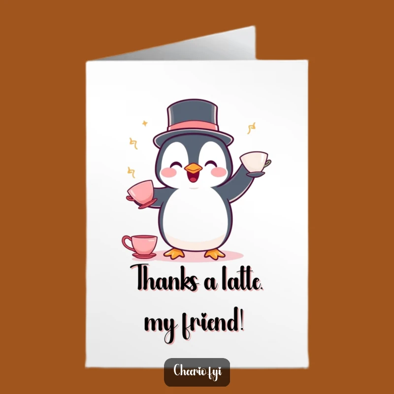 Free Printable Thank You Card: Penguin Bowler Hat Thanks Downloadable Gift