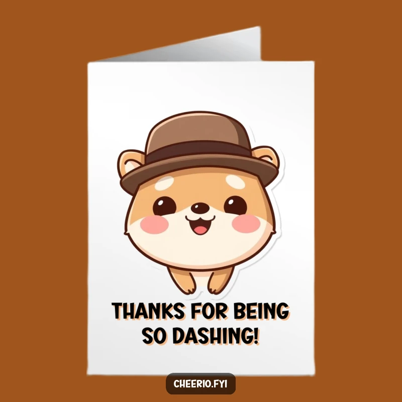 Free Printable Thank You Card: Bowler Hat Animal Funny Smile Download