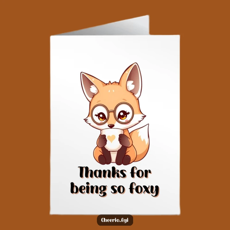Free Printable Thank You Card: Gentleman Fox Monocle Tea Gratitude Downloadable