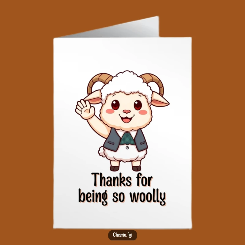 Free Printable Thank You Card: Cheerful Sheep Waistcoat Gratitude Downloadable