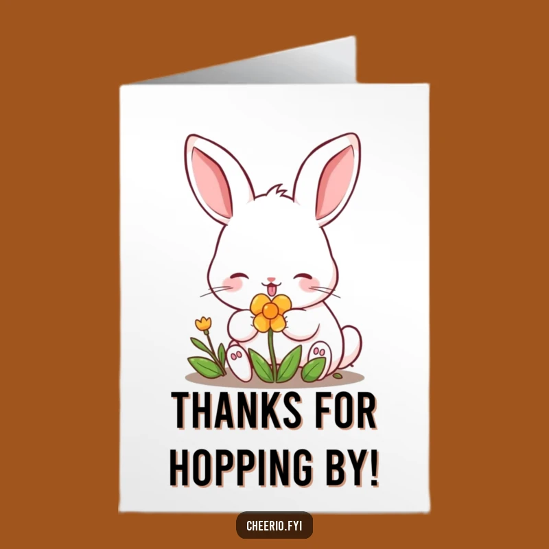 Free Printable Thank You Card: Grateful Rabbit Nibbling Clover Digital Download