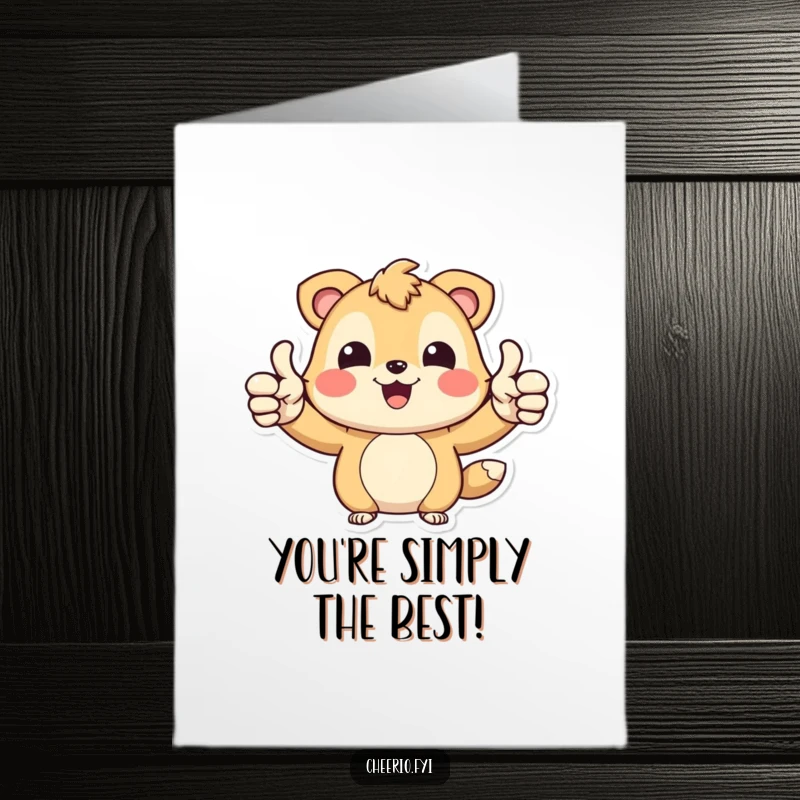 Funny Free Printable Thank You Card: Joyful animal character giving two enthusiastic thumbs up, showing appreciation with a happy gesture.