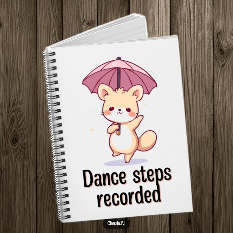 Funny notebook with a whimsical animal dancing with a miniature umbrella, ideal for capturing notes with playful charm and humor, perfect funny gift.