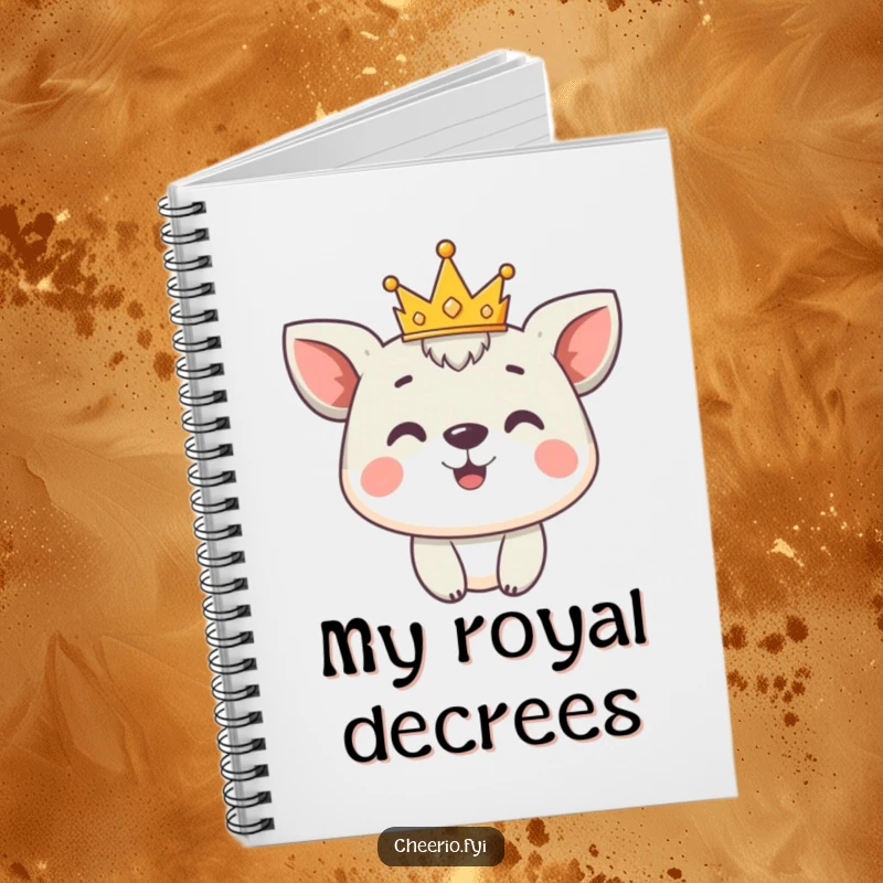 Funny Notebook: Cute animal character proudly wears a tiny crown, perfect for jotting down royal ideas and notes.
